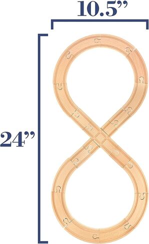 مجموعة السكك الحديدية الشكل 8، 28 قطعة - مجموعة مسارات قطار خشبية مع سيارات القطارات وقطع المدينة والأشخاص والمسارات - متوافقة مع قطارات الألعاب الخشبية الرئيسية - الألعاب والألعاب والهوايات والأنشطة لمتعة العائلة in Kuwait