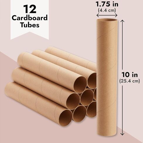 12 Pack Cardboard Tubes for Crafts, Brown Rolls for DIY Projects, Classroom (1.75 x 10 in) in Saudi Arabia