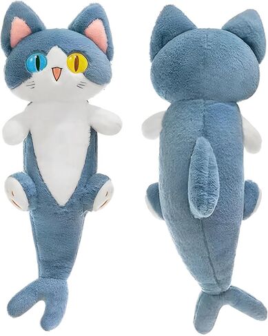 Ditucu Cute Shark Cat Plush Pillow Long Cartoon Kitten Stuffed Animal Toy Kawaii Body Sleeping Plushie Gifts for Kids 19.6 inch in Kuwait