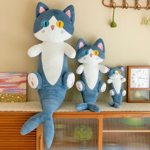 Ditucu Cute Shark Cat Plush Pillow Long Cartoon Kitten Stuffed Animal Toy Kawaii Body Sleeping Plushie Gifts for Kids 19.6 inch in Kuwait