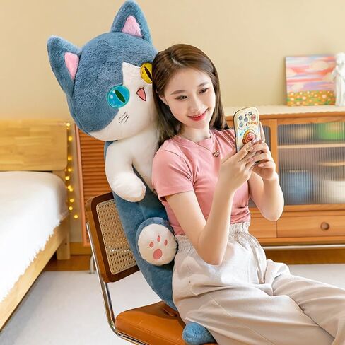 Ditucu Cute Shark Cat Plush Pillow Long Cartoon Kitten Stuffed Animal Toy Kawaii Body Sleeping Plushie Gifts for Kids 19.6 inch in Kuwait