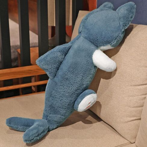 Ditucu Cute Shark Cat Plush Pillow Long Cartoon Kitten Stuffed Animal Toy Kawaii Body Sleeping Plushie Gifts for Kids 19.6 inch in Kuwait