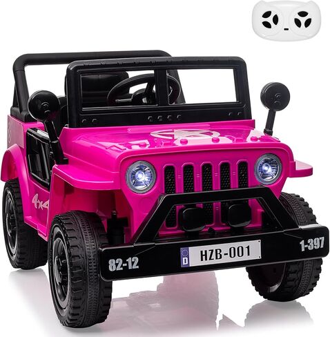 12V Kids Ride On Truck Car with Remote Control, Spring Suspension, Various Speeds, LED Lights, Music, and Safety Belt, Electric Ride On Car Toys for Kids 3+, Green in Kuwait
