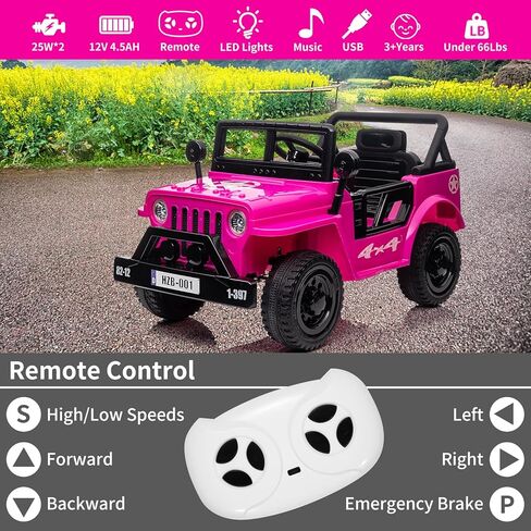 12V Kids Ride On Truck Car with Remote Control, Spring Suspension, Various Speeds, LED Lights, Music, and Safety Belt, Electric Ride On Car Toys for Kids 3+, Green in Kuwait