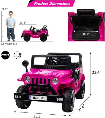 12V Kids Ride On Truck Car with Remote Control, Spring Suspension, Various Speeds, LED Lights, Music, and Safety Belt, Electric Ride On Car Toys for Kids 3+, Green in Kuwait