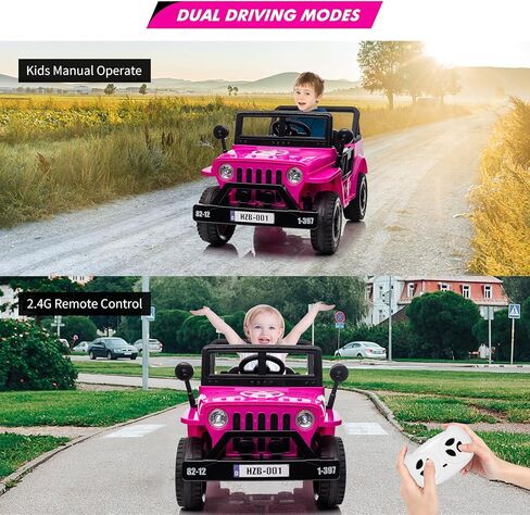 12V Kids Ride On Truck Car with Remote Control, Spring Suspension, Various Speeds, LED Lights, Music, and Safety Belt, Electric Ride On Car Toys for Kids 3+, Green in Kuwait