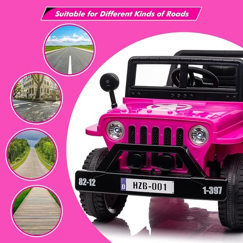 12V Kids Ride On Truck Car with Remote Control, Spring Suspension, Various Speeds, LED Lights, Music, and Safety Belt, Electric Ride On Car Toys for Kids 3+, Green in Kuwait