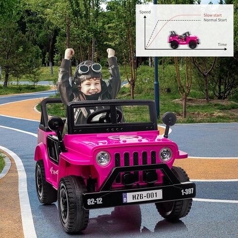 12V Kids Ride On Truck Car with Remote Control, Spring Suspension, Various Speeds, LED Lights, Music, and Safety Belt, Electric Ride On Car Toys for Kids 3+, Green in Kuwait