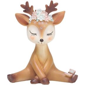 4.3 Inch Woodland Animal Deer Cake Topper Cute Baby Shower Party Decoration Deer Figurines Toy Christmas Miniature Doe Fawn Resin Ornament for Birthday Wedding Anniversary in Saudi Arabia