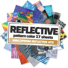 تي شيرت GIO-FLEX عاكس للحرارة من الفينيل مقاس 25.4 سم × 30.48 سم - 17 نمط ملون HTV لاصق بالكي على النقل بتصميم DIY متوافق مع آلة الضغط الحراري Cricut وSilhouette Cameo سهلة قطع الأعشاب in Kuwait