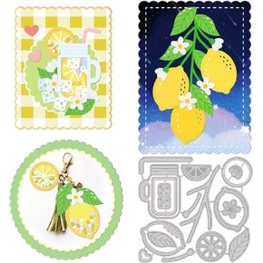 GLOBLELAND Lemon Juice Die Cuts Lemon Blossom and Leaves Embossing Template Ice Carbon Steel Die Set for Summer Card Scrapbooking Card DIY Craft in Saudi Arabia
