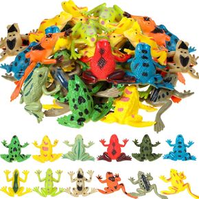 CHENGU Plastic Frogs Toy Tiny Rubber Material Frogs Mini Funny Frog Animal Realistic Frog Figure Toys Fun Rainforest Character Toys Table Home Decor for Party Favors (Solid Style, 40 Pcs)