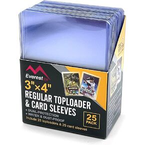 حامل بطاقات تحميل علوي 3 × 10.16 سم، 25 قطعة وأكمام شفافة لبطاقات التداول القابلة للتجميع، بطاقة رياضية، بطاقات يوجيوه (25 قيراط) in Kuwait