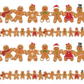 59 Ft Christmas Gingerbread Bulletin Board Border, Christmas Gingerbread Man Bulletin Board Border Trim Cutouts for Winter Christmas School Classroom Bulletin Board Decorations, 60PCS in Kuwait