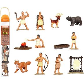 Safari Ltd. Powhatan Indians TOOB - 12 Figurines: Camp Fire, Canoe, Deer Hide, Warriors, Pocahontas, Chief Whunsoncock, & More - Educational Toy Figures For Boys, Girls & Kids Ages 3+