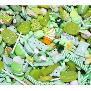 Zhiheng Random 30 Pack Cute Candy Plastic Beads Fruit Dessert Ice Cream Resin Charms Slices Flatback Buttons for Handcraft Accessories Scrapbooking Phone Case Decor (Baby Blue)