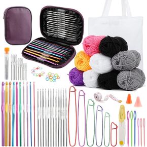 Ftyiwu Crochet Kit for Beginners, 77pcs Beginner Crochet Kit for Adult Include Ergonomic Crochet Hooks, Crochet Yarn, Crochet Supplies Tools for Beginners and Experienced Crochet Professionals in Kuwait