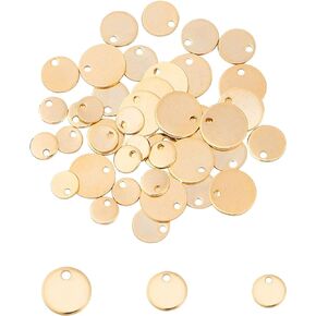 UNICRAFTALE About 50pcs Oval Gold Charm Hypoallergenic Metal Pendants Stainless Steel Charms Flat Blank Tag 1.5mm Hole Pendant for Jewelry Making 12.5mm Long