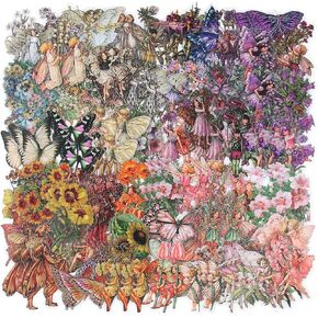 Dizdkizd Cute Fairy Stickers for Journaling, Transparent Flower Fairy Butterfly Stickers for Scrapbooking, Card Making, Planner, DIY Crafts, Resin Art - 180 Pieces