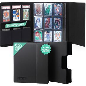 ENCASE Toploader Binder - Top Loader Binder for Cards with Slipcase - Magnetic Close Folder -180 Trading Card Storage Case Suits All TCG's, Sport Cards - Fits Six Graded Cards - 35pt Top Loaders in Saudi Arabia