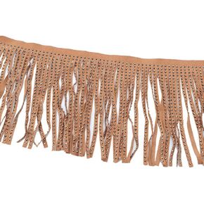 2 Yards Beaded Faux Leather Fur Fringe Trimming Sewing for Clothes Handbag Shoes DIY Decoration Trim 6 inch Wide (Brown)
