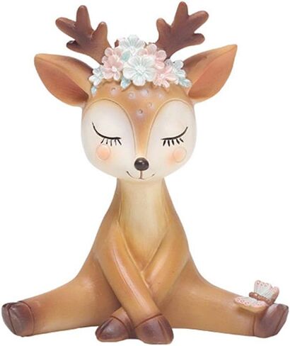 4.3 Inch Woodland Animal Deer Cake Topper Cute Baby Shower Party Decoration Deer Figurines Toy Christmas Miniature Doe Fawn Resin Ornament for Birthday Wedding Anniversary in Saudi Arabia