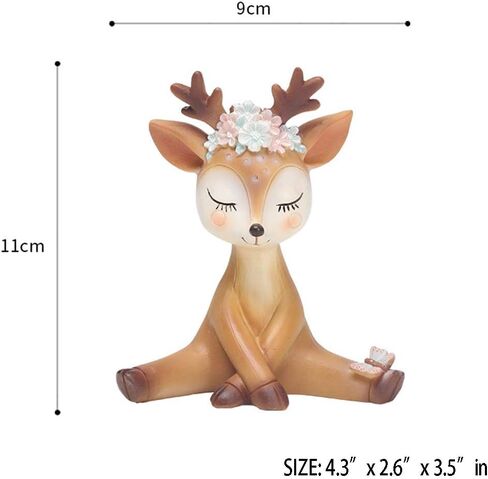 4.3 Inch Woodland Animal Deer Cake Topper Cute Baby Shower Party Decoration Deer Figurines Toy Christmas Miniature Doe Fawn Resin Ornament for Birthday Wedding Anniversary in Saudi Arabia