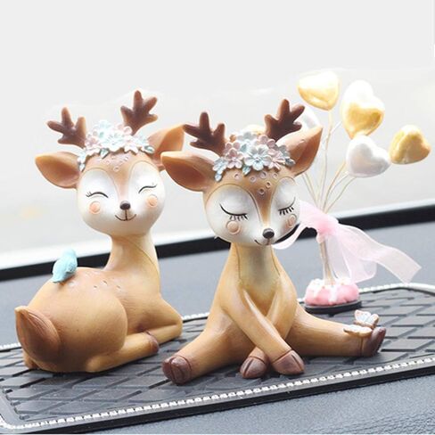 4.3 Inch Woodland Animal Deer Cake Topper Cute Baby Shower Party Decoration Deer Figurines Toy Christmas Miniature Doe Fawn Resin Ornament for Birthday Wedding Anniversary in Saudi Arabia