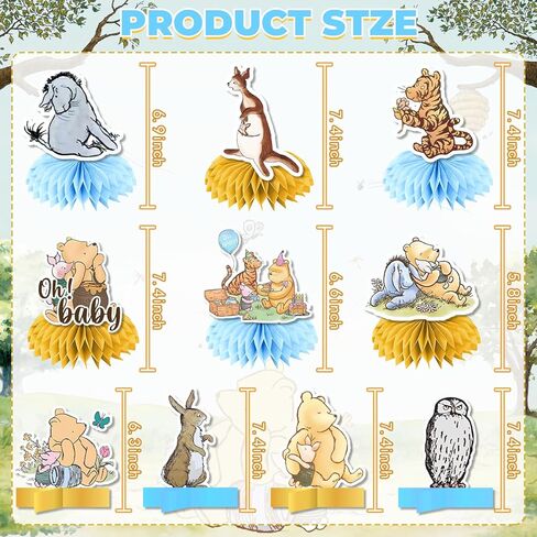 10 قطع من ديكورات ويني المركزية الكلاسيكية، ديكورات طاولات الأطفال أوه قطع مركزية على شكل بوه لتزيين حفلات استحمام الطفل الكرتونية اللطيفة in Kuwait