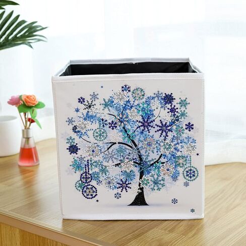 Folding Storage Box with 5D diamond painting kit, ZSNUOK Foldable Cloth Storage Bins Embroidery Cross Stitch Picture Supplies Arts Craft for Home Closet Bedroom Drawers Organizers, 25X25cm (4PCS) in Kuwait