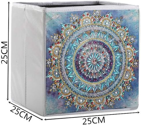 Folding Storage Box with 5D diamond painting kit, ZSNUOK Foldable Cloth Storage Bins Embroidery Cross Stitch Picture Supplies Arts Craft for Home Closet Bedroom Drawers Organizers, 25X25cm (4PCS) in Kuwait
