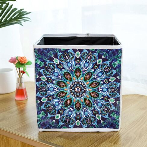 Folding Storage Box with 5D diamond painting kit, ZSNUOK Foldable Cloth Storage Bins Embroidery Cross Stitch Picture Supplies Arts Craft for Home Closet Bedroom Drawers Organizers, 25X25cm (4PCS) in Kuwait