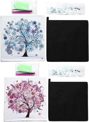 Folding Storage Box with 5D diamond painting kit, ZSNUOK Foldable Cloth Storage Bins Embroidery Cross Stitch Picture Supplies Arts Craft for Home Closet Bedroom Drawers Organizers, 25X25cm (4PCS) in Kuwait