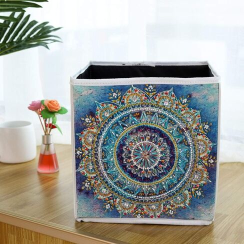 Folding Storage Box with 5D diamond painting kit, ZSNUOK Foldable Cloth Storage Bins Embroidery Cross Stitch Picture Supplies Arts Craft for Home Closet Bedroom Drawers Organizers, 25X25cm (4PCS) in Kuwait