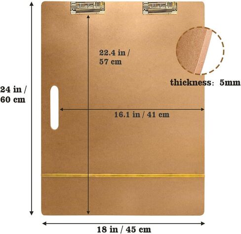 لوحة حمل خشبية من Gkesgm مقاس 45.72 سم × 60.96 سم مع مشبك للرسم والفصول الدراسية والاستوديو واللوازم المكتبية واللوازم المكتبية الأخرى، ZBO-001 in Kuwait