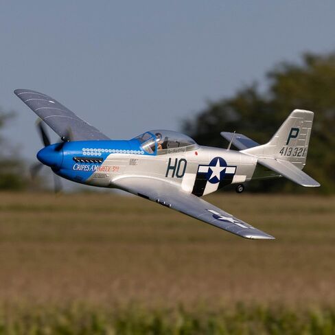 E-flite RC Airplane P-51D Mustang 1.2m BNF بطارية إرسال أساسية وشاحن غير متضمن مع AS3X واختيار آمن "Cripes A'Mighty 3rd" EFL089500 in Kuwait