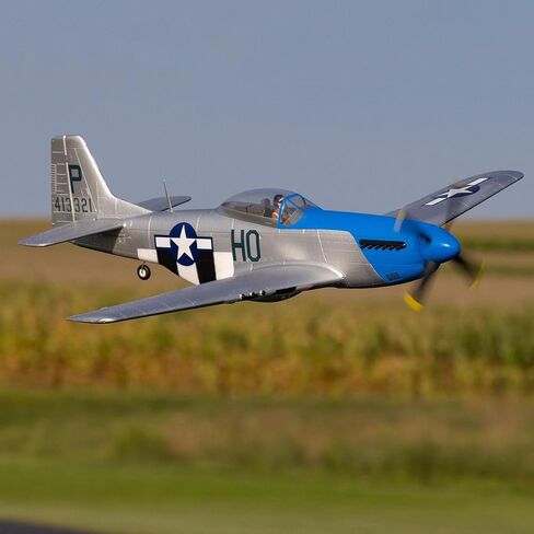 E-flite RC Airplane P-51D Mustang 1.2m BNF بطارية إرسال أساسية وشاحن غير متضمن مع AS3X واختيار آمن "Cripes A'Mighty 3rd" EFL089500 in Kuwait
