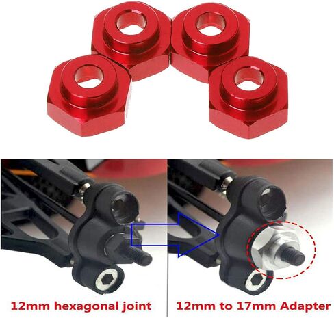 Treehobby 4PCS Aluminum Alloy 12mm Turn 17mm Metal Wheel Rim Hex Adapter Drive Hub Compatible with traxxas Axial RC4WD HPI Himoto HSP Losi Kyosho RC 1/10 On-Road Car Buggy Truck Tires in Saudi Arabia
