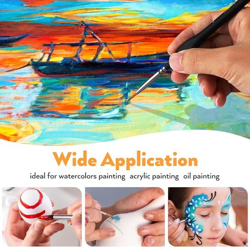 Nicpro Micro Detail Paint Brush Set,10 Small Professional Miniature Fine Detail Brushes for Watercolor Oil Acrylic, Nail Art, Models Rock Painting kit, Figures, Paint by Number -Come with Holder & Bag in Kuwait