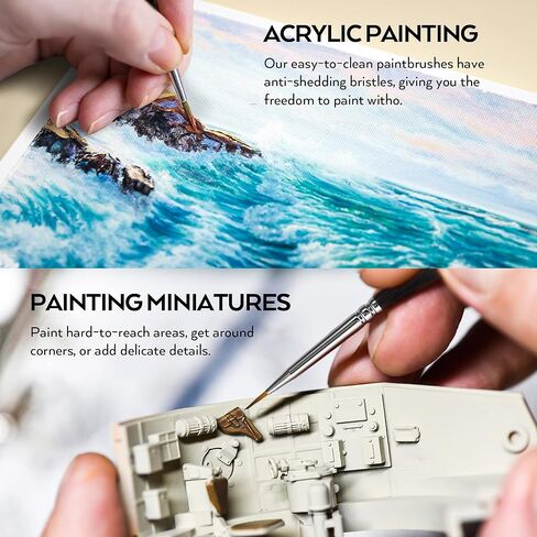 Nicpro Micro Detail Paint Brush Set,10 Small Professional Miniature Fine Detail Brushes for Watercolor Oil Acrylic, Nail Art, Models Rock Painting kit, Figures, Paint by Number -Come with Holder & Bag in Kuwait