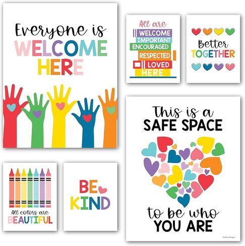Hadley Designs 6 Colorful Diversity Posters for Classroom, Kindness Posters for Classroom, Diversity Decorations for Classroom Posters, Teacher Posters for Elementary Classroom Decor in Saudi Arabia