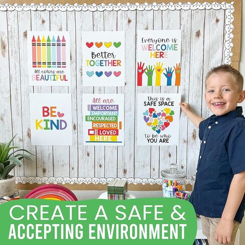 Hadley Designs 6 Colorful Diversity Posters for Classroom, Kindness Posters for Classroom, Diversity Decorations for Classroom Posters, Teacher Posters for Elementary Classroom Decor in Saudi Arabia