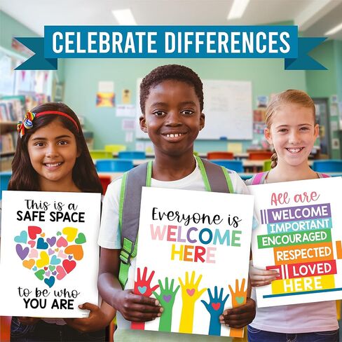 Hadley Designs 6 Colorful Diversity Posters for Classroom, Kindness Posters for Classroom, Diversity Decorations for Classroom Posters, Teacher Posters for Elementary Classroom Decor in Saudi Arabia