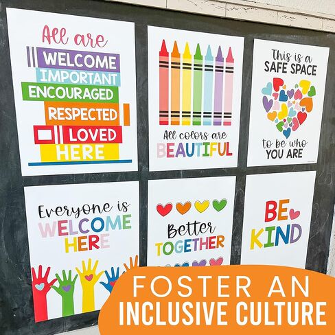 Hadley Designs 6 Colorful Diversity Posters for Classroom, Kindness Posters for Classroom, Diversity Decorations for Classroom Posters, Teacher Posters for Elementary Classroom Decor in Saudi Arabia