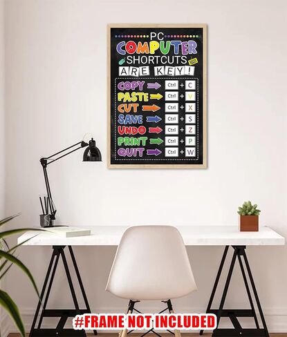 ملصق لافتة مدرسة مختبر الكمبيوتر مقاس 16 × 24 انش، ديكور للفصول الدراسية، ملصق لفئة مدرسي تكنولوجيا المعلومات، ملصق سبورة اختصارات الكمبيوتر، ديكور مكتب العاملين الاجتماعيين (بدون اطار) in Kuwait
