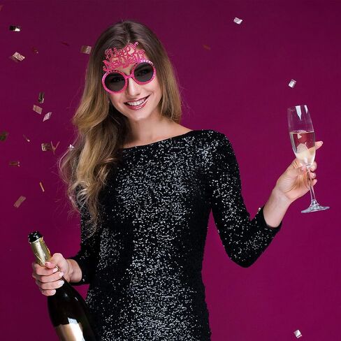 ELCOHO 6 Pieces Happy New Year Glasses Set 2024 New Year's Eve Party Supplies Photo Booth Props Novel Party Glasses for New Year, Christmas, Birthday Party Favor in Saudi Arabia
