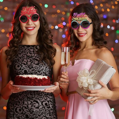 ELCOHO 6 Pieces Happy New Year Glasses Set 2024 New Year's Eve Party Supplies Photo Booth Props Novel Party Glasses for New Year, Christmas, Birthday Party Favor in Saudi Arabia