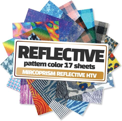تي شيرت GIO-FLEX عاكس للحرارة من الفينيل مقاس 25.4 سم × 30.48 سم - 17 نمط ملون HTV لاصق بالكي على النقل بتصميم DIY متوافق مع آلة الضغط الحراري Cricut وSilhouette Cameo سهلة قطع الأعشاب in Kuwait