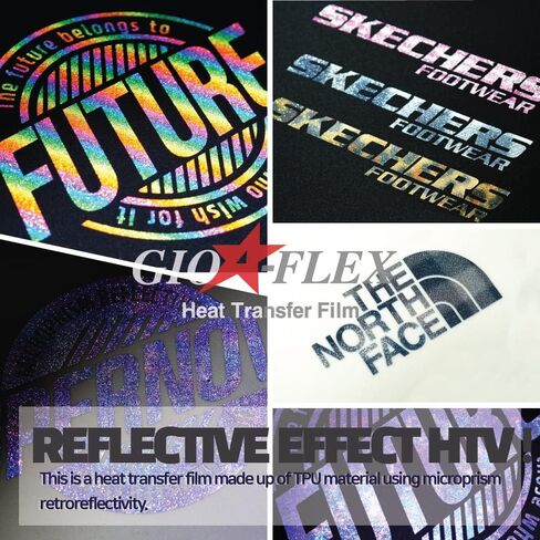 تي شيرت GIO-FLEX عاكس للحرارة من الفينيل مقاس 25.4 سم × 30.48 سم - 17 نمط ملون HTV لاصق بالكي على النقل بتصميم DIY متوافق مع آلة الضغط الحراري Cricut وSilhouette Cameo سهلة قطع الأعشاب in Kuwait