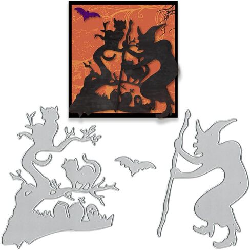 قوالب قطع قلعة الهالوين المعدنية، قالب قطع متقاطع على شكل قمر الخفاش، استنسل الساحرات، قوالب معدنية لصنع البطاقات، صناعة الورق، سجل القصاصات وألبوم الحرف اليدوية، بطاقة ورقية لديكور الهالوين in Kuwait